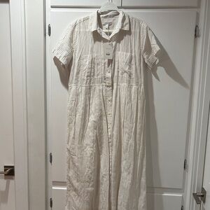 Free Assembly Women's Cream Striped Maxi Dress S Organic Cotton